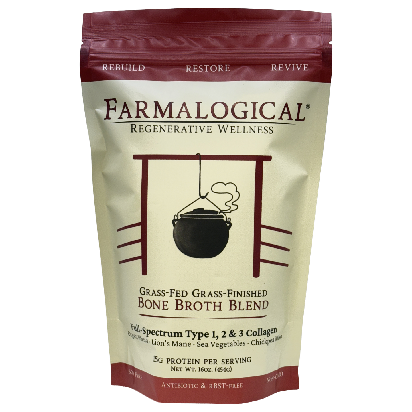 Farmalogical® Bone Broth Protein — Grass-Fed Collagen, Organs & Lion's Mane