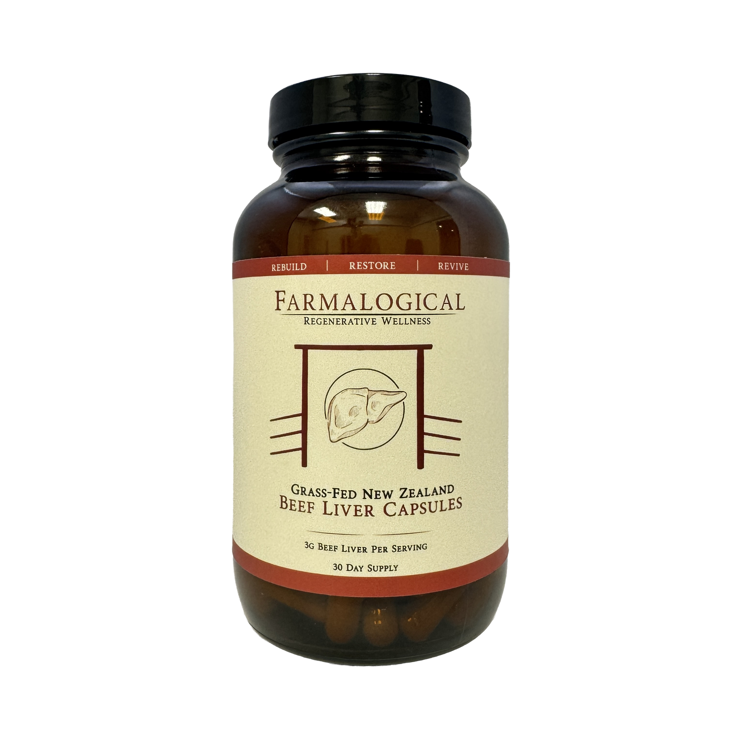 Farmalogical®  Beef Liver Capsules - 180 Count