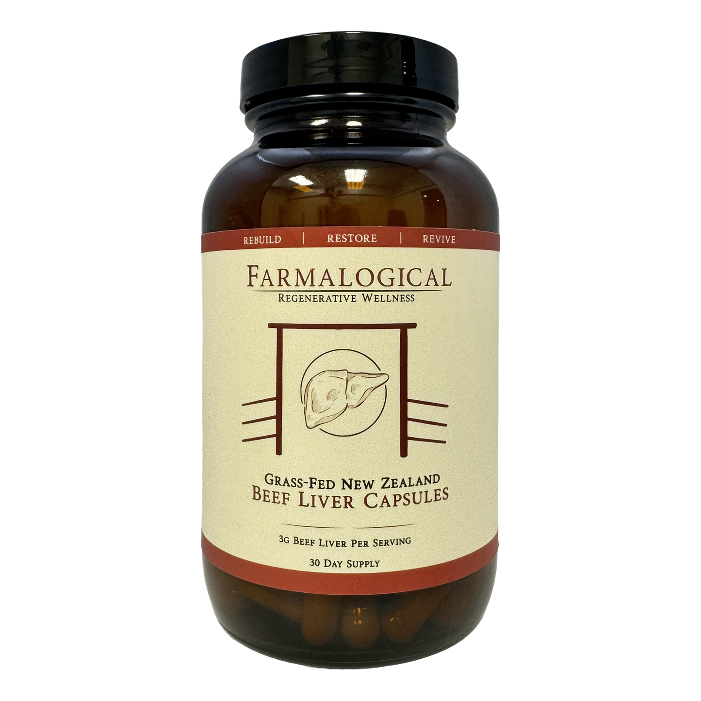 Farmalogical®  Beef Liver Capsules - 180 Count